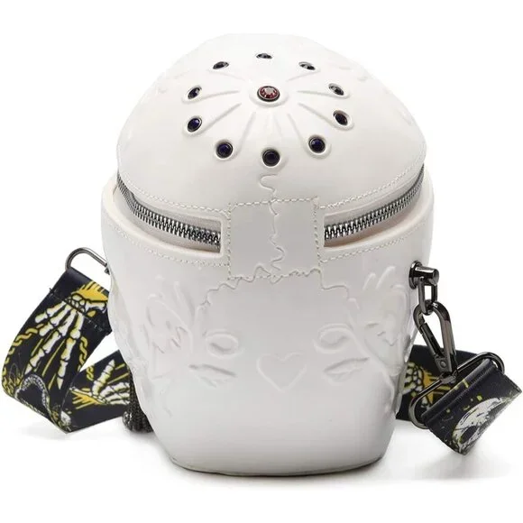 Women's Skull Purse Gothic Crossbody Handbag Shoulder Bag Holiday Gift White